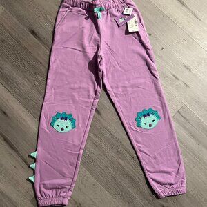 Gymboree Girls Purple Fleece Jogger Dinosaur Trim Sweatpants Size 12, 8  NEW